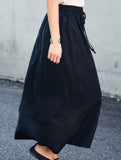 100% Linen High Waist A Line Midi Skirt_CWBLS00853