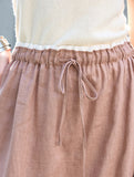 100% Linen High Waist A Line Midi Skirt_CWBLS00853
