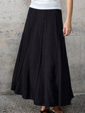 Linen Cotton High Waist Mermaid Midi Skirt_CWBLS00854
