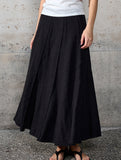 Linen Cotton High Waist Mermaid Midi Skirt_CWBLS00854