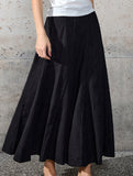 Linen Cotton High Waist Mermaid Midi Skirt_CWBLS00854