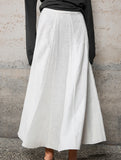 Linen Cotton High Waist Mermaid Midi Skirt_CWBLS00854