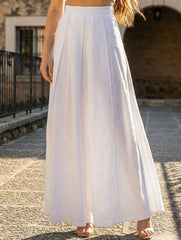 Linen Cotton High Waist Mermaid Midi Skirt_CWBLS00854