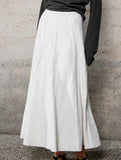 Linen Cotton High Waist Mermaid Midi Skirt_CWBLS00854