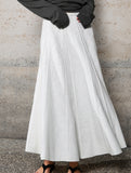 Linen Cotton High Waist Mermaid Midi Skirt_CWBLS00854