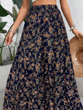 Printed Elegant Flare Midi Skirt