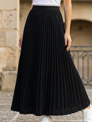 Pleated Flare A Line Midi Skirt