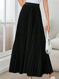 Pleated Flare A Line Midi Skirt