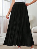 Pleated Flare A Line Midi Skirt