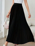 Pleated Flare A Line Midi Skirt