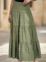 Elastic Waist Pocket Maxi Skirt