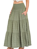 Elastic Waist Pocket Maxi Skirt