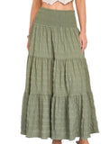 Elastic Waist Pocket Maxi Skirt
