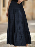 Elastic Waist Pocket Maxi Skirt