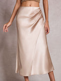 Satin Elastic Waist Bodycon Skirt