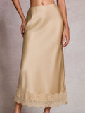 Lace Satin High Waist Bodycon Skirt