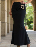 Metal Detail Mermaid Midi Skirt
