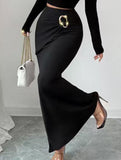Metal Detail Mermaid Midi Skirt