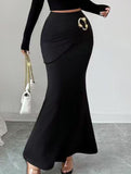 Metal Detail Mermaid Midi Skirt