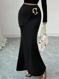 Metal Detail Mermaid Midi Skirt