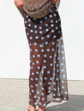 Mesh Polka Dot Print Midi Skirt