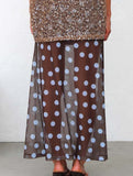 Mesh Polka Dot Print Midi Skirt