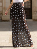 Mesh Polka Dot Print Midi Skirt