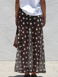 Mesh Polka Dot Print Midi Skirt