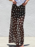 Mesh Polka Dot Print Midi Skirt