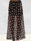 Mesh Polka Dot Print Midi Skirt