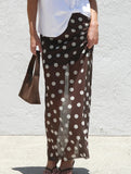 Mesh Polka Dot Print Midi Skirt