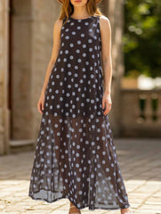 Mesh Polka Dot A Line Dress