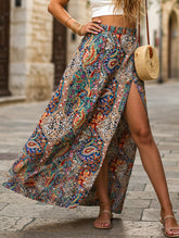 Famous Style Print Slit A-Line Skirt - S-XL