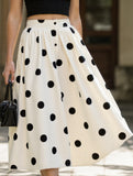 Polka dot printed retro elegant A-line skirt