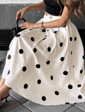 Polka dot printed retro elegant A-line skirt