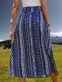 Boho Fringe Belt Tie Midi Skirt