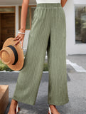 Solid Color Casual Wide Leg Pants