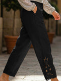Lace Patch High Waist Cropped Pants