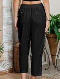 Lace Patch High Waist Cropped Pants
