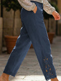 Lace Patch High Waist Cropped Pants