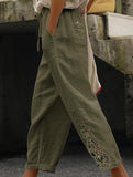 Lace Patch High Waist Cropped Pants