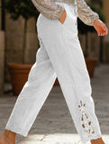 Lace Patch High Waist Cropped Pants