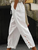 Lace Patch High Waist Cropped Pants