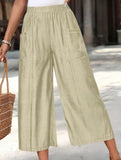 Pocket Wide Leg Capri Pants