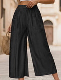 Pocket Wide Leg Capri Pants