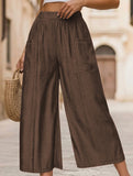 Pocket Wide Leg Capri Pants