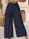 Pocket Wide Leg Capri Pants