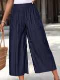 Pocket Wide Leg Capri Pants