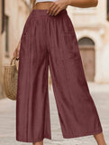 Pocket Wide Leg Capri Pants