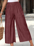 Pocket Wide Leg Capri Pants